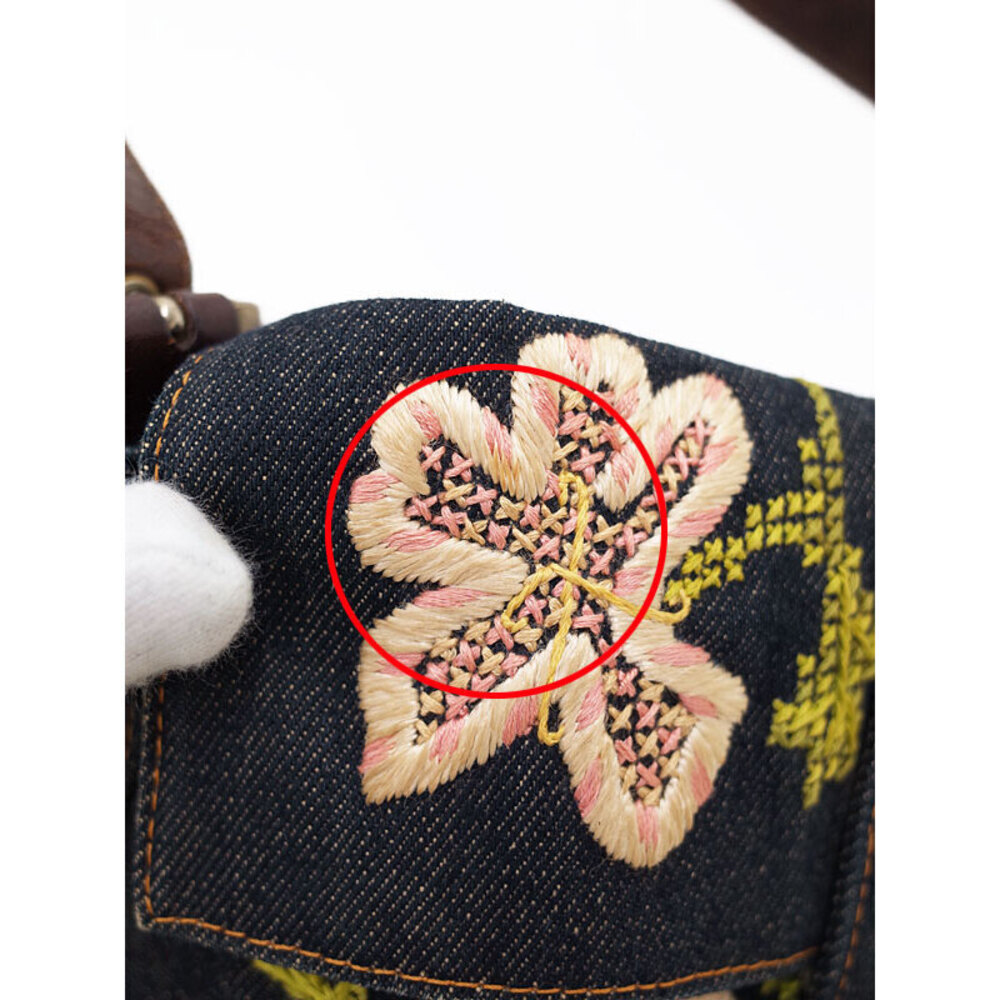 Fendi Shoulder Denim Semi Bag Bucket Flower Mamma - Picture 6 of 9